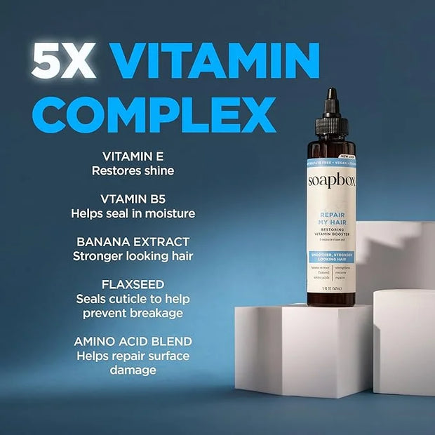Soapbox Repairing Hair Treatment with Vitamin E, B5, Banana Extract, Flaxseed & Amino Acids - 5oz, Vegan, Paraben & Cruelt...