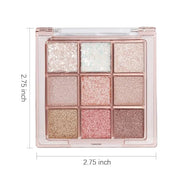 9 Colors Glitter Eyeshadow Palette Naturing-Looking Women Girls Eye Shadow,Pink White Gold Glitter Shimmer Sparkly Eye Sha...