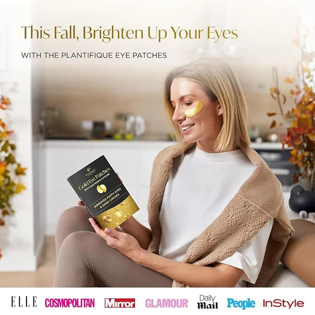 PLANTIFIQUE Gold Under Eye Patches for Puffy Eyes and Dark Circles 20+5 Pairs Under Eye Masks for Dark Circles and Puffine...