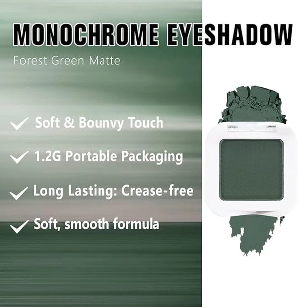 evpct Dark Green Matte Single Eyeshadow Palette, Forest Green Cream Eye Shadow Palette Makeup Singles for Older Women Matt...