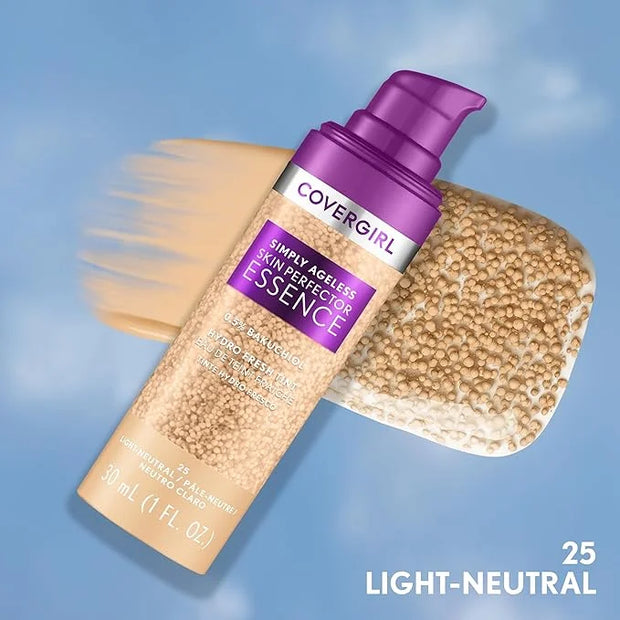 Covergirl Simply Ageless Skin Perfector Essence Foundation, 25 Light-Neutral, Tinted Skincare Makeup Hybrid, Sheer Tint, R...