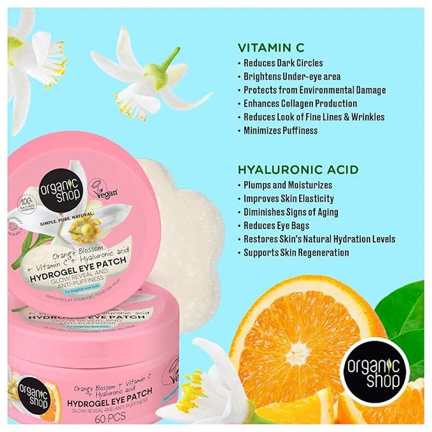 Hyaluronic Acid & Vitamin C Hydrogel Eye Patches for Dark Circles, Anti Puffiness, Deep Hydration, Fight Wrinkles & Fine L...