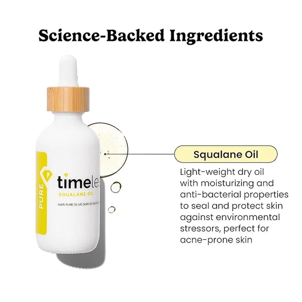 Timeless Skin Care Squalane Oil 100% Pure - Plant-Based Face Oil - Fragrance-Free - For Dry Skin - Moisturizing - 2 oz - P...