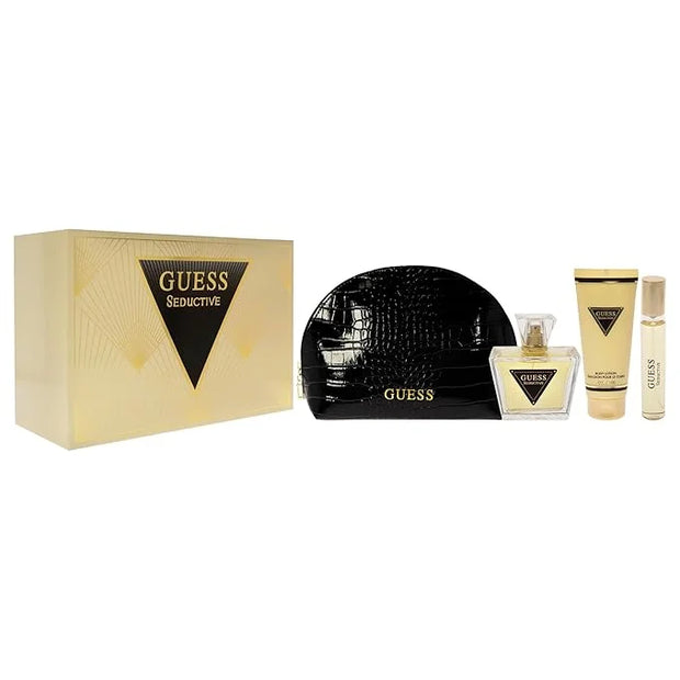 Guess Seductive 2.5oz EDT Spray, 0.5oz EDT Spray, 3.4oz Body Lotion, Pouch Women 4 Pc Gift Set - Product Image
