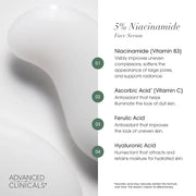 Advanced Clinicals Brightening Vitamin C Cream + 5% Niacinamide Serum W/Hyaluronic Acid 2pc Set | Vitamin C Body Lotion Mo...