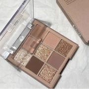 9 Colors Matte Nude Pink Shimmer Gold Dark Brown Colorful Eyeshadow Palette Matte Shimmer Korean Natural Eye Shadow palett...