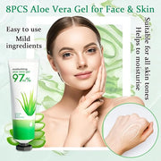 8PCS Aloe Vera Gel for Face & Skin,Organic Aloe Vera Gel,Hydrating After Sun Cream for Travel Size,Moisturizing Lotion for...
