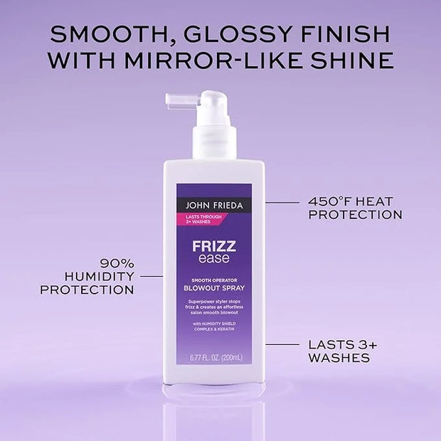 John Frieda Frizz Ease Smooth Operator Blowout Spray, Anti-Humidity, Hair Gloss, Heat Protection Spray for Hair, 6.77 Oz -...