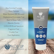 Aloe Up Sport Sunscreen Lotion SPF 50 - Broad Spectrum UVA/UVB Sunscreen Protector for Face and Body With Hydrating Aloe V...
