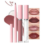 3-in-1Deep Burgundy Matte Lip Stain Kit | Waterproof Lip Liner + Hydrating Matte Lip Gloss + Nourishing Lip Oil | Long Las...