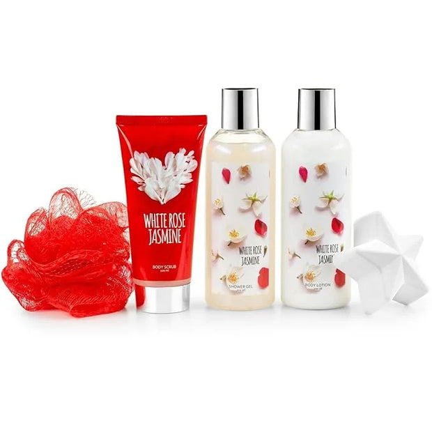 Freida & Joe Fragrance Bath & Body Collection Gift Box, Includes Shower Gel, Body Lotion, Body Scrub, Bath Bomb & Sponge (...