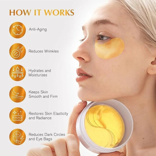 Enaskin Naturals Under Eye Patches Dark Circles Under Eye Masks for Puffiness - 24K Gold Eye Gel Pads Retinol Collagen Hya...
