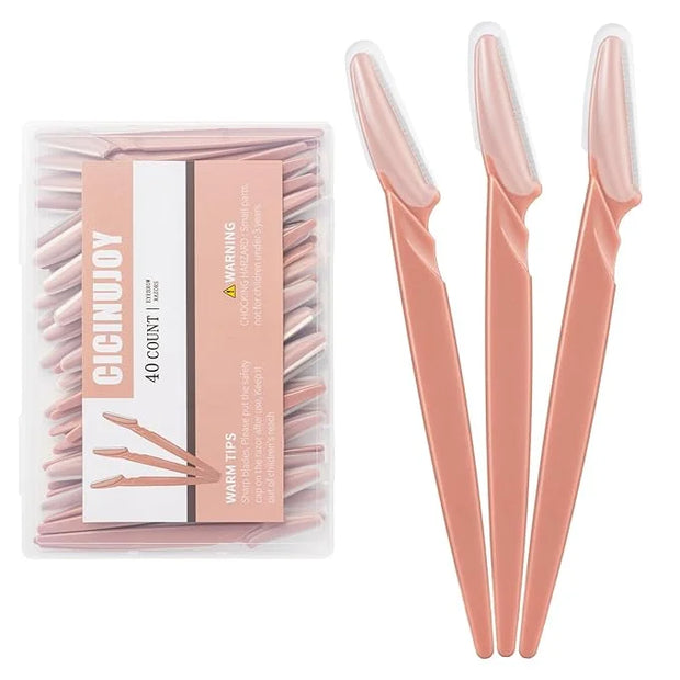 40pcs Eyebrow Razor for Women, Face Shaver Kit Dermaplaning Tool for Peach Fuzz Removal, Stainless Steel Blades with Prote...