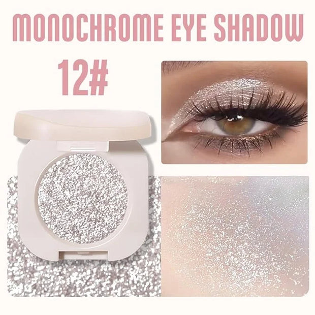 Monochrome Glitter Eyeshadow - Slive Shimmer Eye Shadow, Talc-Free, Paraben-Free, Cruelty-Free, Long-Lasting Single Eyesha...
