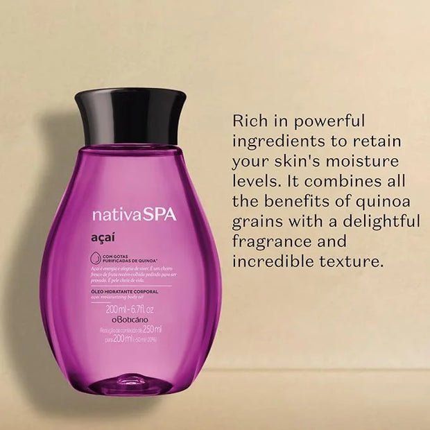 Nativa SPA by O Boticário, Açaí Body Oil, Scented Moisturizer, 6.8 Ounce - Product Image