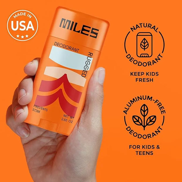 Miles Kids Deodorant for Boys and Girls - Aluminum Free Deodorant for Kids and Teens, Natural, Hypoallergenic, Made in USA...
