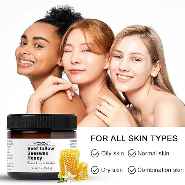 Beef Tallow and Honey Face Moisturizer for Face & Body - Organic Beef Tallow Moisturizer with Tallow and Beeswax & Honey, ...
