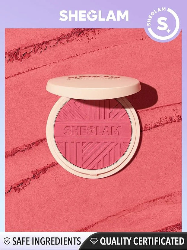 SHEGLAM Divine Flush Matte Blush Powder - Highly Pigmented, Non-Fading, Long Lasting Glowing Lightweight Natural Face Make...