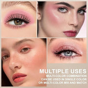6-in-1 Cream & Powder Makeup Palette – Blush Highlighter & Eyeshadow, Matte & Shimmer Nude Tones, Travel-Friendly Compact ...