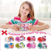 8PCS Cute Lip Gloss for Girls, Party Favors Lip Balm Set for Kids, Assorted Fruity Flavors Cute Cupcake of Rainbow Designs...