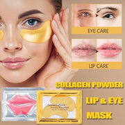 30 Pairs 24K Gold Eye Masks & Lip Masks,Crystal Collagen Eye Patches for Puffy Eyes, Effectively Moisturizing Lip & Eye Sk...