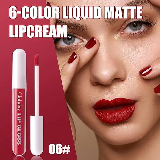 Multicolor Lip Gloss Non-Sticky Matte Long-lasting Color Lip Lacquer Liquid Lipstick Makeup Set Natural Glowy 6 Pcs-01 - P...