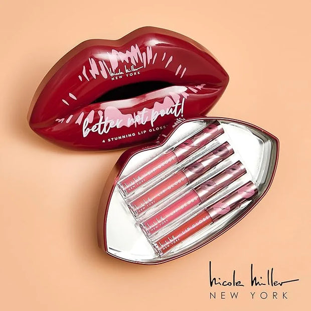 Nicole Miller Lip Gloss Collection Shimmery Glosses for Women and Girls Long Lasting Color Set with Rich Varied Colors, Be...