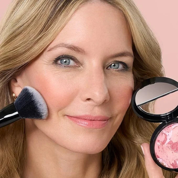 LAURA GELLER NEW YORK Baked Blush-n-Brighten Marbleized Blush + Angled Brush (04 Ethereal Rose, 47mm) - Product Image