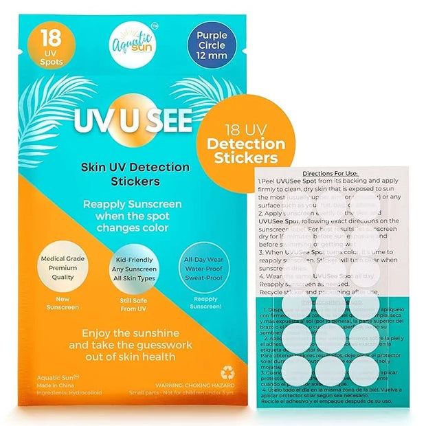 UV Stickers for Sunscreen Reapplication to Avoid Burns - Sunscreen Reminder Stickers You Can Wear All Day - Sweat & Waterp...