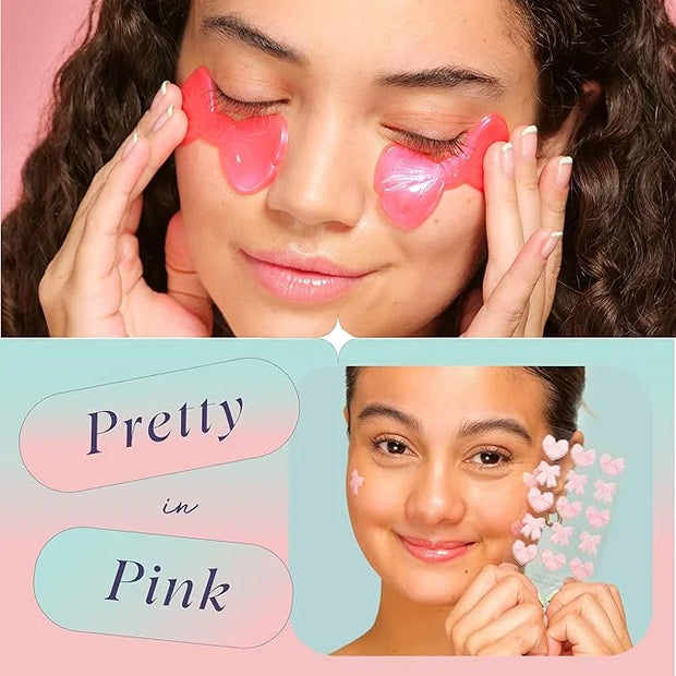 SpaLife PRETTY IN PINK UNDEREYE MASK & PIMPLE PATCH DUO – Hydrogel Undereye Patches for Dark Circles, Puffy Eyes – Hydroco...
