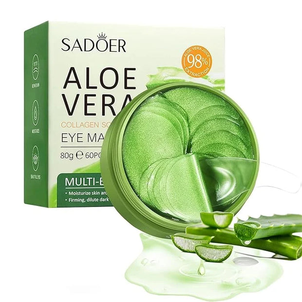 Aloe Vera Eye Masks - 60 PCS Under Eye Patches for Puffy Eyes and Dark Circles Treatments - Hydrating Eye Mask Skincare, E...