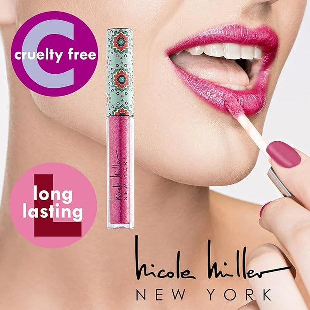 Nicole Miller Lip Gloss Collection Shimmery Glosses for Women and Girls Long Lasting Color Set with Rich Varied Colors, Pi...