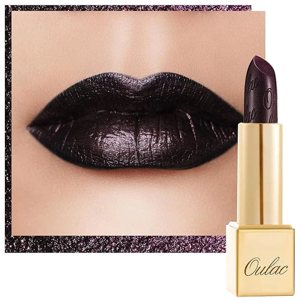 Oulac Metallic Black Lipstick for Women, High-Impact Lipcolor with Moisturizing Creamy Formula, Vegan & Cruelty-Free, Full...