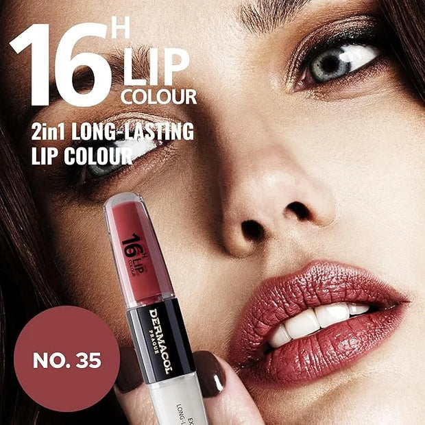 Dermacol NEW 16-Hour Lip Colour, Highly Pigmented Glossy Lip Stain, Two-Phase Lip Plumper Gloss, Kissproof Lip Makeup Prod...