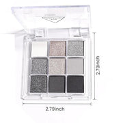 Black Smoky Eye shadow Palette, 9 Colors True Black Dark Grey Smokey Goth Makeup Pallet, 9 Soft Matte Shimmer High Pigment...