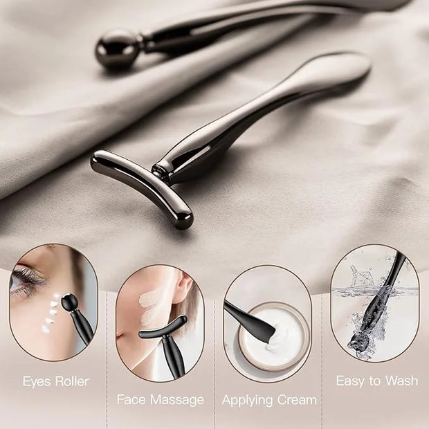 Lisapack 2PCS Metal Eye Cream Applicator Wand Stick, Massager Tool for Facial Massage, Reduce Puffiness (Champagne) - Prod...
