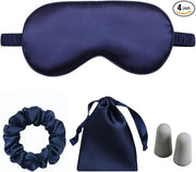 Silk Satin Sleeping Eye Mask, Navy Sleep Eye Night Blindfold for Women and Men, Soft Breathable Blackout Eyeshade Eye Cove...