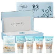 Aqua Organics Amenity Kit | Boxed Hotel Toiletries Bulk Set | 1 oz Shampoo, Conditioner, Lotion, Body Wash & Bar Soap | 30...