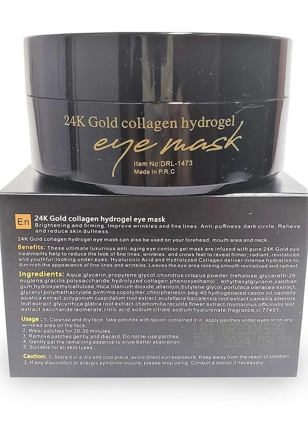 24k Gold Collagen Hydrogel Eye Mask | Improve Wrinkles, Anti Puffiness, And Dark Circle | 60 Pcs of Eye Mask - Product Image