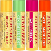 Burt's Bees Lip Balm - Original Beeswax, Cucumber Mint, Watermelon & Sweet Mandarin, With Responsibly Sourced Beeswax, Tin...