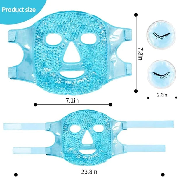 Cold Face Eye Masks Ice Face Mask Hot Cold Compress For Dark Circles, Puffiness, Migraines, Headache, Stress, Redness, Coo...